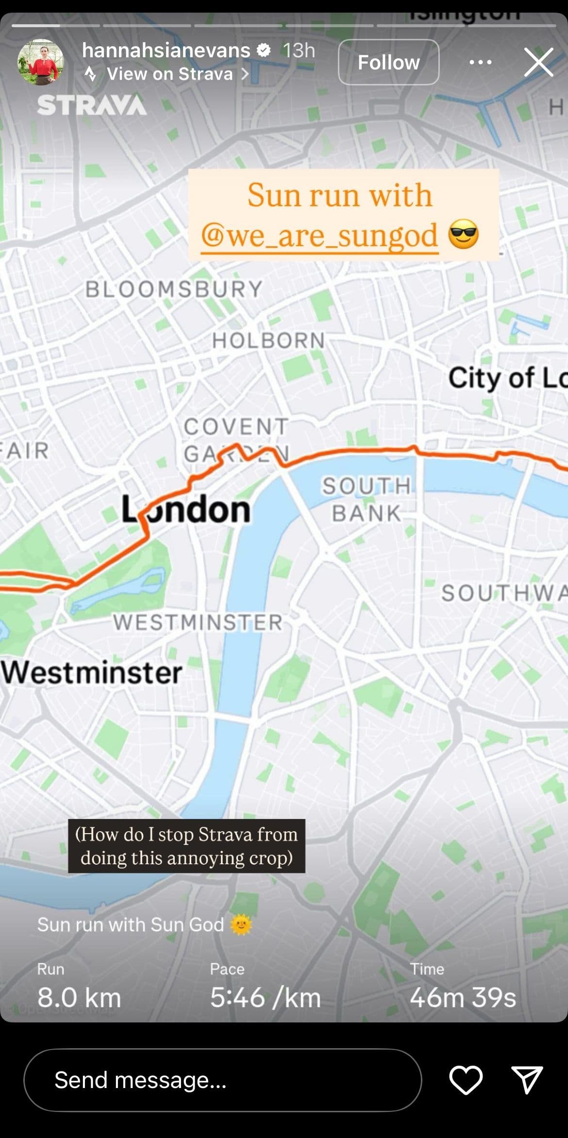 Hannah Evans Strava Screenshot